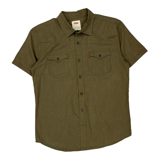 Levis Short Sleeve Shirt - Medium Green Cotton Blend