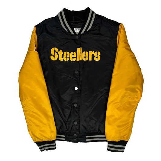 Satin Steelers Fanatics Football Varsity Jacket - Large Black Polyester