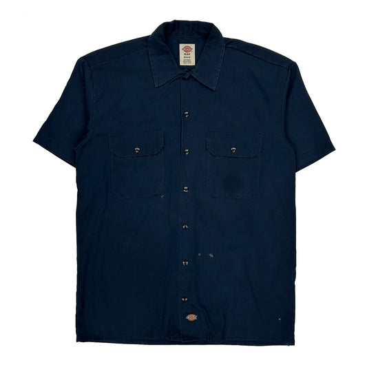 Vintage Dickies Short Sleeve Shirt - Medium Blue Cotton