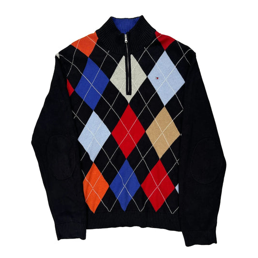 Tommy Hilfiger Argyle 1/4 Zip - 2XL Multicoloured Cotton