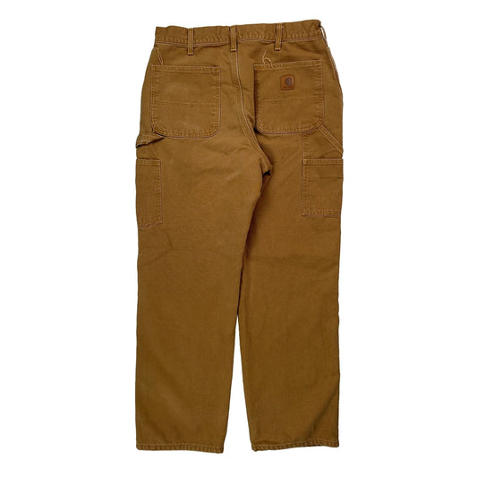 Vintage Blanket Flannel Lined Carhartt B111 Brn Carpenter Trousers - 32W 31L Brown Cotton