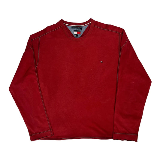 Tommy Jeans Long Sleeve T-Shirt - XL Red Cotton