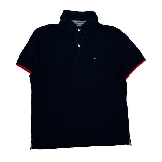 Vintage Tommy Hilfiger Polo Shirt - Small Black Cotton