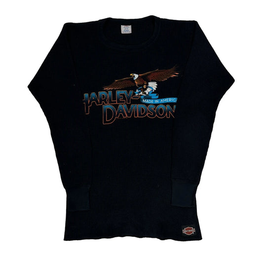 Harley Davidson Graphic Long Sleeve T-Shirt - Large Black Polyester Blend