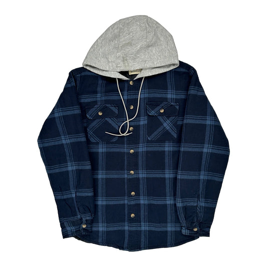 Wrangler Checked Flannel Shirt - Small Blue Cotton