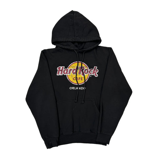 Vintage Hard Rock Cafe Graphic Hoodie - Medium Black Cotton Blend