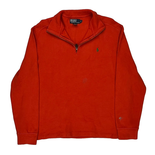 Polo By Ralph Lauren 1/4 Zip - Large Red Cotton