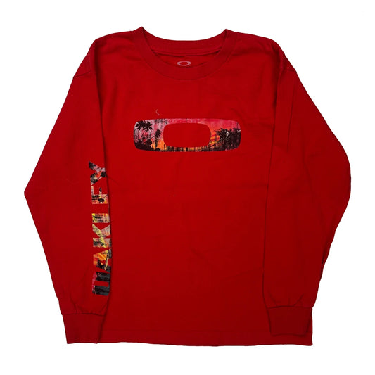 Age 10 Oakley Long Sleeve T-Shirt - Medium Red Cotton