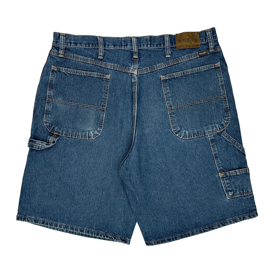 Wrangler Double Knee Carpenter Shorts - 36W 10L Blue Denim