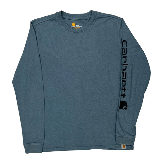 Carhartt Long Sleeve T-Shirt - Small Blue Cotton