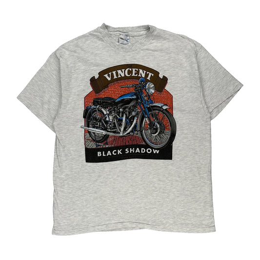 Single Stitch Vincent Black Shadow Hanes Graphic T-Shirt - XL Grey Cotton