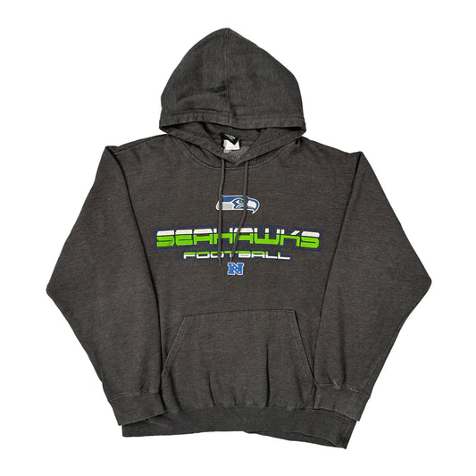 Vintage Seattle Seahawks Nfl Hoodie - Large Grey Cotton Blend
