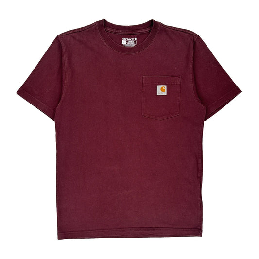 Carhartt T-Shirt - Small Burgundy Cotton