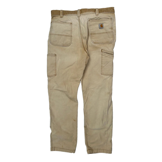 Vintage Carhartt Double Knee Carpenter Trousers - 34W 30L Beige Cotton