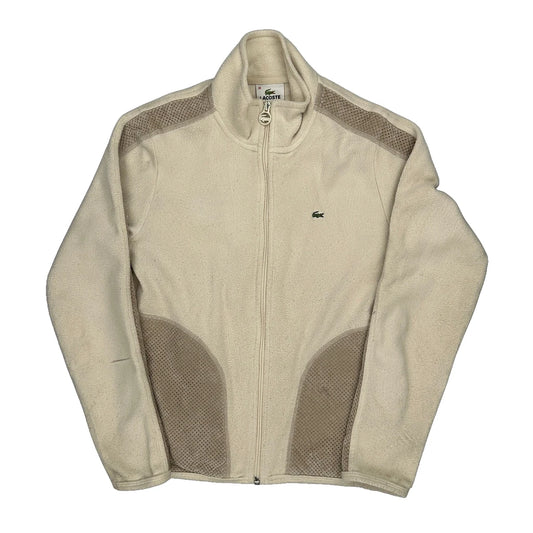 Lacoste Fleece Jacket - Small Beige Polyester