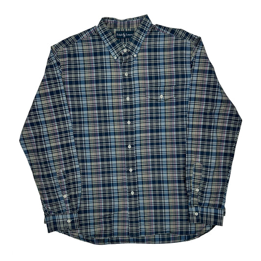 Ralph Lauren Checked Shirt - XL Blue Cotton