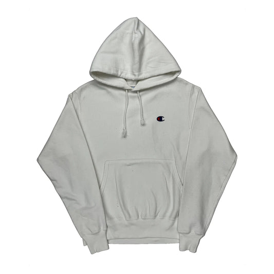 Vintage Reverse Weave Champion Hoodie - Small White Cotton