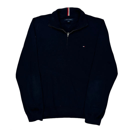 Vintage Tommy Hilfiger 1/4 Zip - Large Navy Cotton