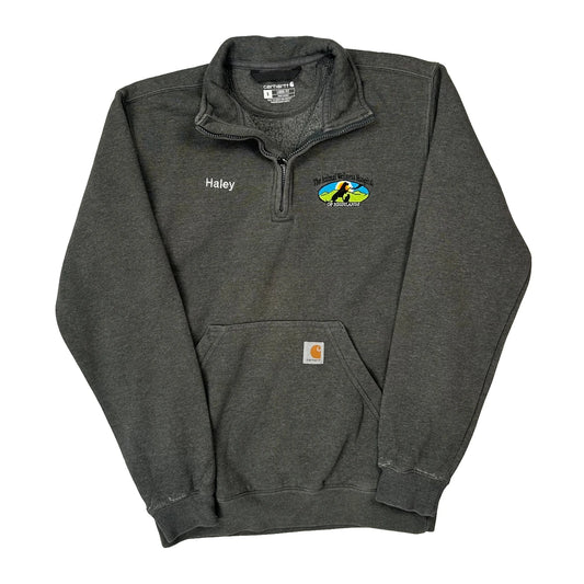 Vintage The Animal Wellness Hospital Of High Island Carhartt 1/4 Zip - Small Grey Cotton Blend