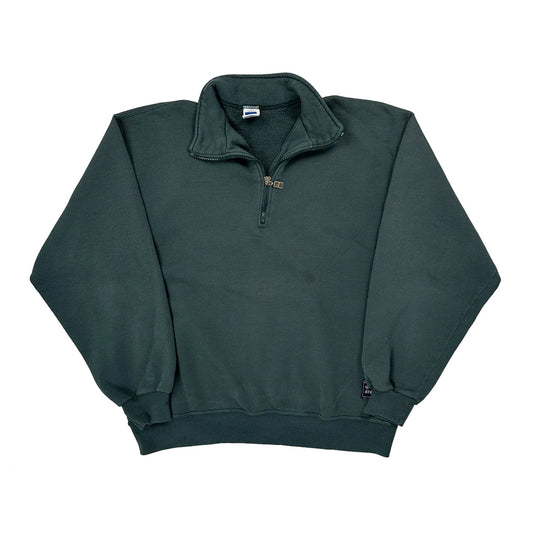 Made In USA Russell Athletic 1/4 Zip - Large Green Cotton