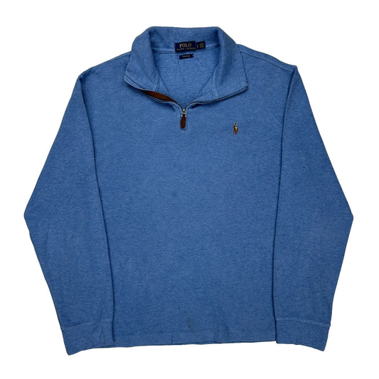 Polo By Ralph Lauren 1/4 Zip - Large Blue Cotton