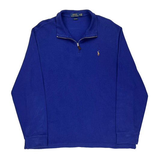 Estate Rib Polo By Ralph Lauren 1/4 Zip - XL Blue Cotton