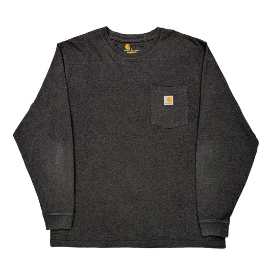 Carhartt Long Sleeve T-Shirt - Large Grey Cotton