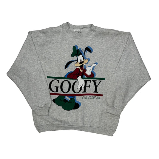 Vintage Goofy Disney Cartoon Sweatshirt - XL Grey Cotton Blend