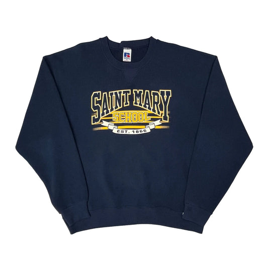 Vintage Saint Mary School Russell Athletic College Sweatshirt - XL Navy Cotton