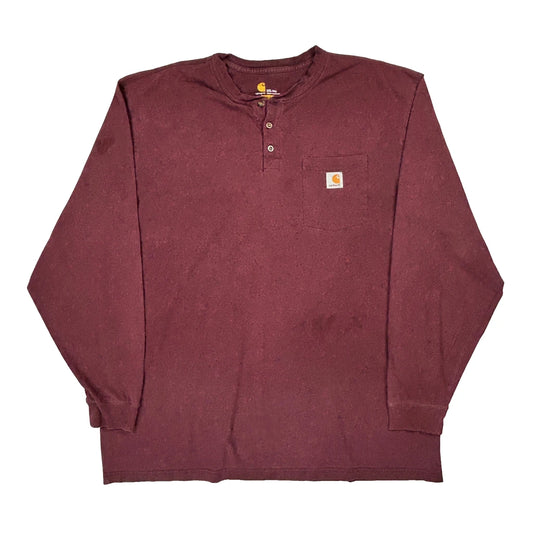 Carhartt Tall Long Sleeve T-Shirt - 2XL Burgundy Cotton