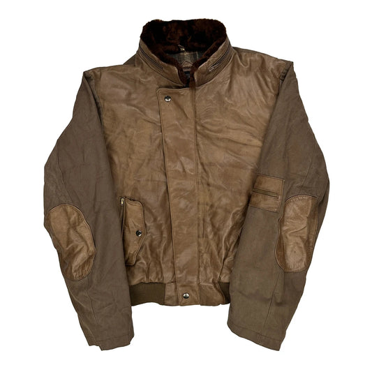 U2 Patched Flight Leather Jacket - Medium Brown Leather