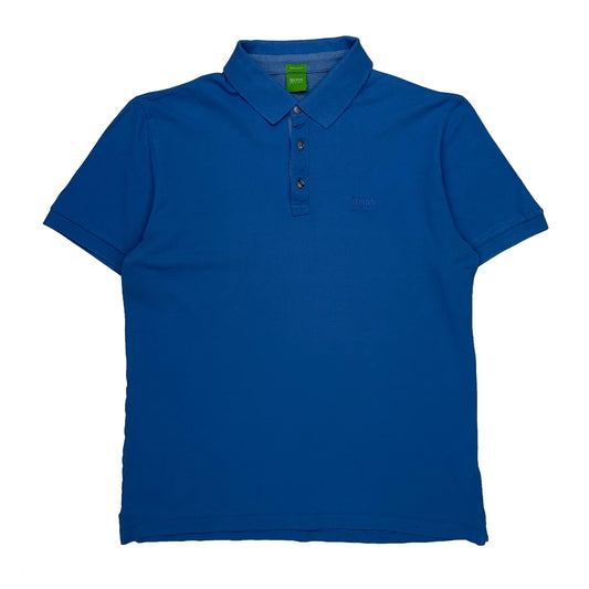 Vintage Boss Polo Shirt - Large Blue Cotton