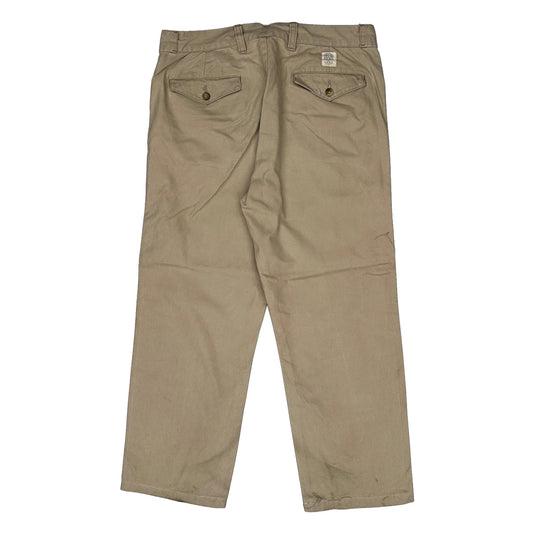 Vintage Polo By Ralph Lauren Double Knee Trousers - 34W 28L Beige Cotton