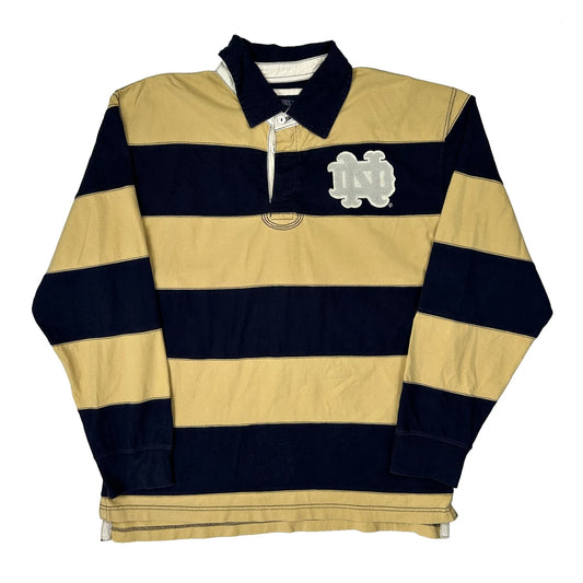 Vintage Irish Crable Striped Rugby Shirt - Large Beige Cotton