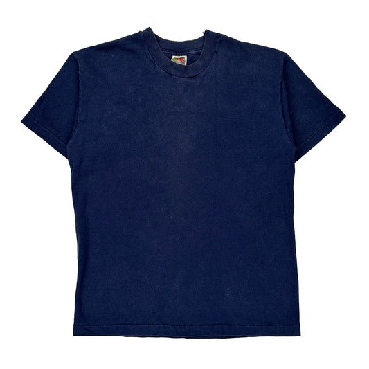 Fruit Of The Loom Single Stitch T-Shirt - Large Navy Cotton