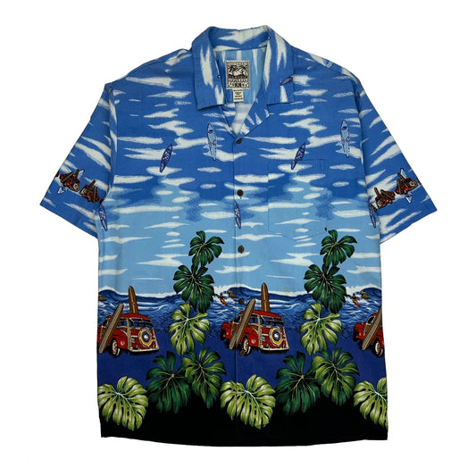 Steve & Barry Graphic Hawaiian Shirt - XL Blue Cotton