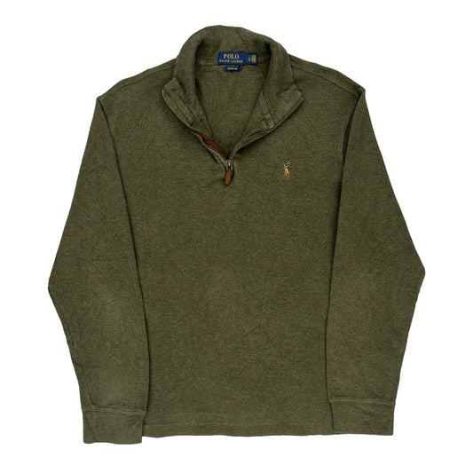 Polo By Ralph Lauren 1/4 Zip - Large Khaki Cotton
