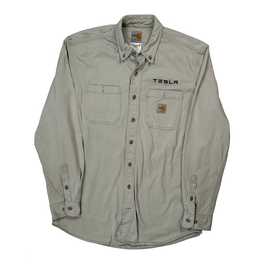 Tesla Logo Carhartt Shirt - Medium Beige Cotton