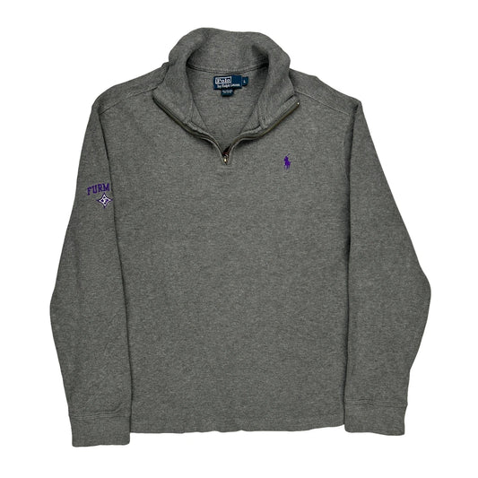 Furman University Polo By Ralph Lauren 1/4 Zip - Large Grey Cotton