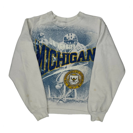 University Of Michigan Champion College Sweatshirt - Small White Cotton