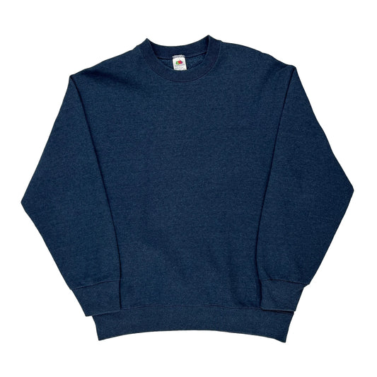 Fruit Of The Loom Sweatshirt - Large Blue Cotton Blend