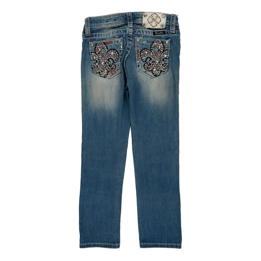 Age 12 Miss Me Studded Jeans - 24W 26L Blue Cotton