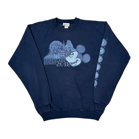 Vintage Disneyland Resort 2016 Disney Graphic Sweatshirt - Medium Blue Cotton Blend