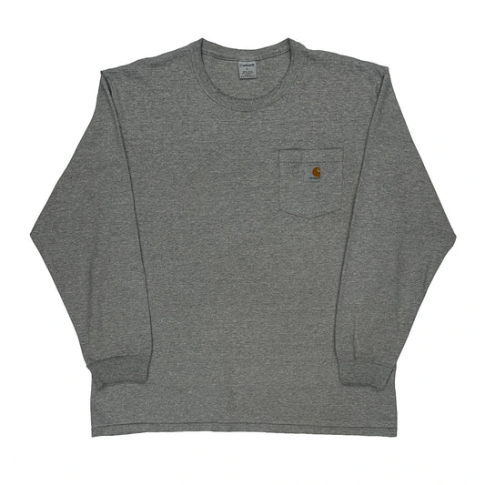 Carhartt Long Sleeve T-Shirt - Large Grey Cotton