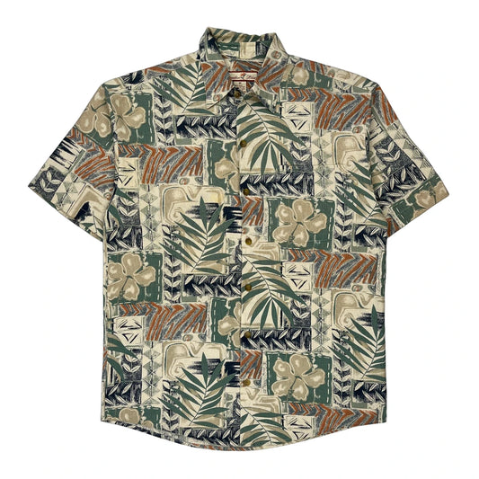 Paradise Blue Floral Hawaiian Shirt - Medium Multicoloured Silk Blend