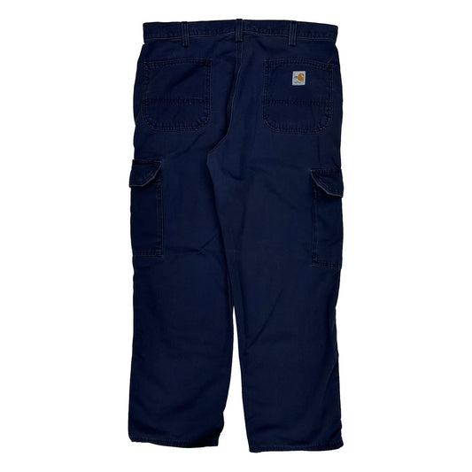 Vintage Original Fit Carhartt Cargo Trousers - 36W 29L Navy Cotton Blend