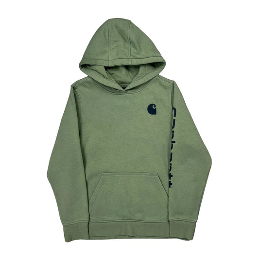 Age 12-14 Carhartt Spellout Hoodie - Large Green Cotton