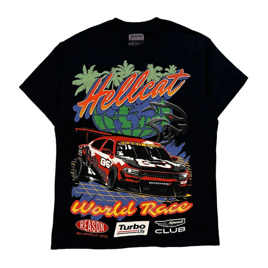 Hellcat World Race Reason Graphic T-Shirt - Medium Black Cotton
