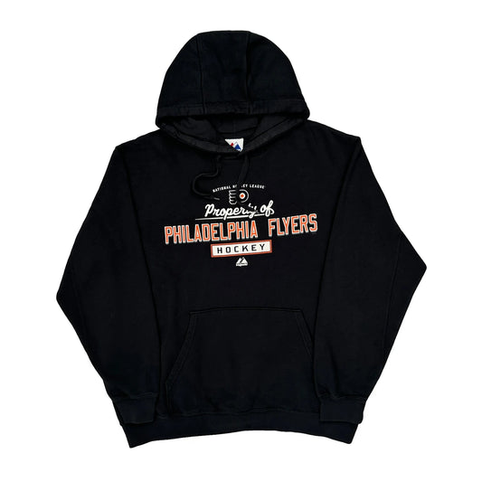 Vintage Philadelphia Flyers Majestic Nhl Hoodie - Large Black Cotton