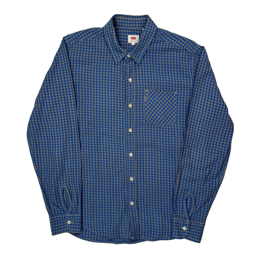 Vintage Levis Checked Shirt - Medium Blue Cotton